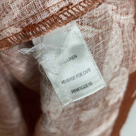 Garnet Hill | Women’s Brown Floral Linen Sleeveless Button Down Dress Size 10 - Picture 5 of 6